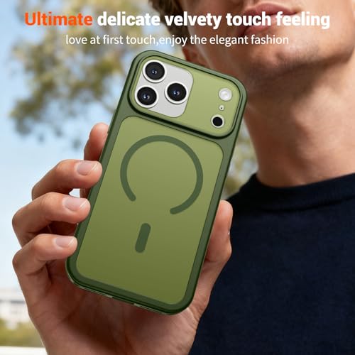 Image of SUPFINE Magnetic for iPhone 17 Pro Case Cangling Green | (Compatible with MagSafe)(Military Grade Drop Protection)(Camera Protection)Translucent Matte Phone Cover