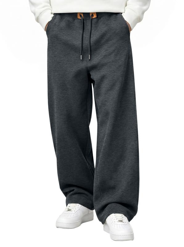 JMIERR Herren Jogginghose Baggy Sweatpants Gym Jogger | Baumwolle Fleece gefüttert,Reißverschlusstasche,loose fit,weite beine,Straight Fit,Trainingshose,Loungewear,Freizeit,Urlaub