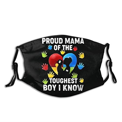 Gesdfwe Proud Mama of The Toughest Boy I Know Autism Face Mask for Adults Women Men Washable Reusable Mask Balaclavas