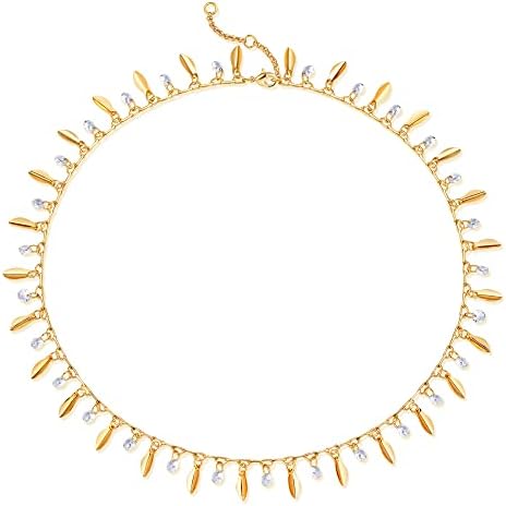 MEVECCO Gold Choker Necklace for Women, Dainty 14K Gold Plated Boho Cubic Zircon Leaf Chain Minimalist Jewelry Gift For Women