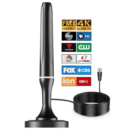 Digital TV Antenna for Smart Tv Indoor, 360 Reception Digital HDTV Antenna for Local Channels, Supports 1080P and 4K, Strong Magnetic Base -All TV(White)