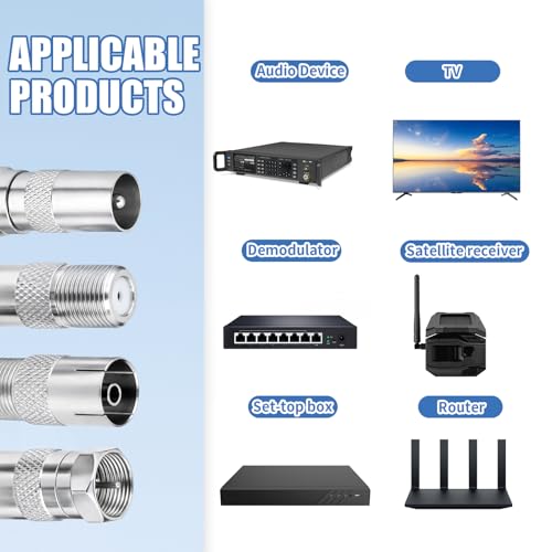 4 Pcs F Type to Coax Adapter Kit, F Connector to TV Aerial Adapter Set for Satellite Antenna and Coaxial Cable Connections - Image 4