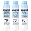 Neutrogena Ultra Sheer Body Mist Sunscreen Spray, Broad Spectrum SPF 70, Lightweight Spray Sunscreen, Non-Greasy & Water Resistant, Oil-Free & Non-Comedogenic UVA/UVB, 5 oz, Pack of 3