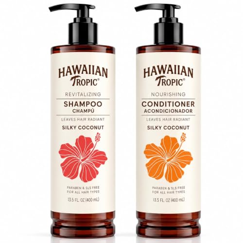 Hawaiian Tropic Shampoo and Conditioner Set, Silky Coconut, 13.5 fl oz Each - image 1