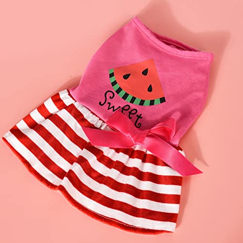 Dog Dress, Summer Dog Clothes For Small Dogs Girl, Watermelon Stripe Puppy Dresses Shirt Outfits For Cats Pets Pink, Xs #TOP6