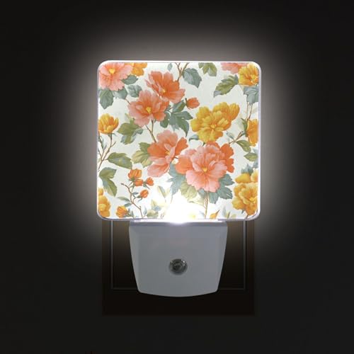 Lámpara de noche naranja con patrón floral vintage miniatura 2
