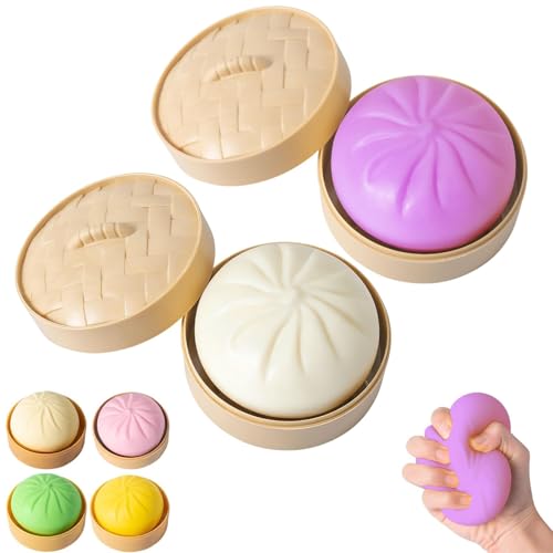 2PCS Dumpling Squishy, Mystery Squishy Dumpling Box, Fidget Toys Adults & Teens,Sensory Stress Ball Squeeze Toys for Stress Relief