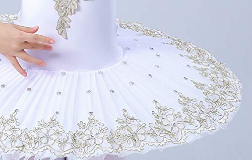 Oridoor Girls' Camisole Skirted Leotards Swan Dance Ballet Dress Lace Rhinestone Ballet Tutu Costumes For Performance (4-5T, 014 White) #TOP6