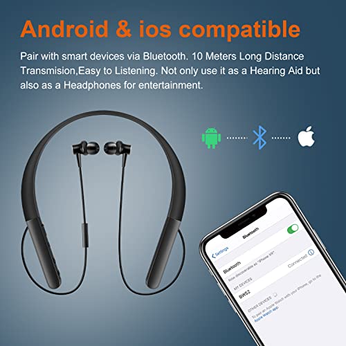 Maihear Rechargeable Bluetooth Hearing Amplifier To Aids For Seniors&Adults, Wireless Neckband Sound Amplifier Enhancer Device, Noise Cancelling, Gifts For Father And Mother #TOP3