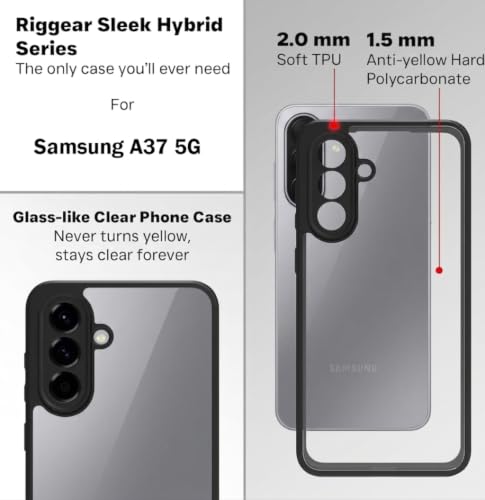 Image of VONZEE Clear Back Case Cover for Samsung Galaxy A17 5G | Shockproof Design | Hard Back Cover Case for Samsung Galaxy A17 5G (PC & TPU, Black)