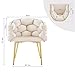 Lestarain Sessel Wohnzimmer, Armlehnensessel mit geflochtener Rückenlehne, Loungesessel Relaxsessel Lesesessel Einzelsofa, Polstersessel mit Samtbezug Metallbeinen, Beige, LUNI1018