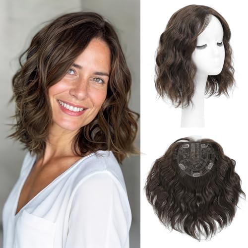 UDU Short Wavy Hair Topper for Women with Thinning Hair,