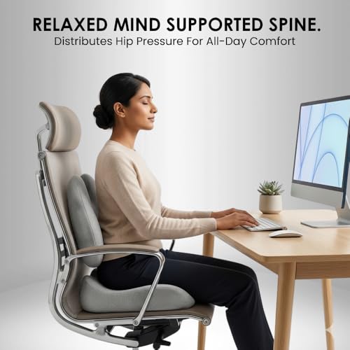 Image of Premium Memory Foam Pro Coccyx Seat Cushion with Lumbar Pillow by ValorX USA | Orthopedic Hip Lower Back Pain Relief Backrest Combo with Washable Cover