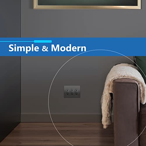 Image of LIDER Decorator Switch Cover, Screwless Wall Plate, Mid-Size 3-Gang 4.88 inch x 6.77 inch, LSWP-33M-SG, UL Listed, Thermoplastic, Matte Space Gray, 1-Pack