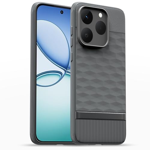 Image of Pikkme Back Cover for Realme 15T 5G / Realme Narzo 90 5G Camera Protection 3D Hexa Cube Design Silicone Protective Bumper Case (Grey)