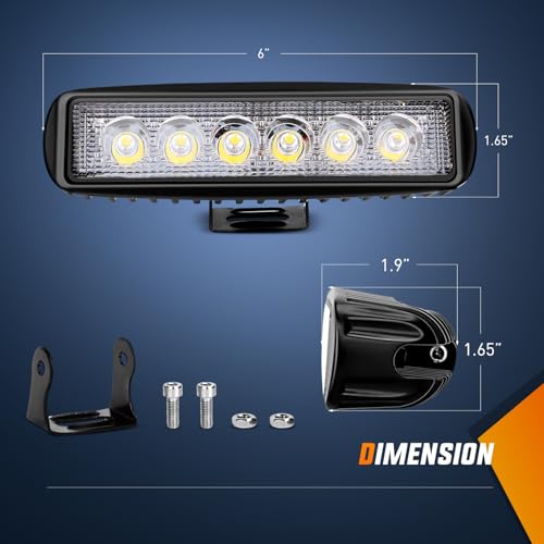 image for Nilight - 15019S-B Led Light Bar 2PCS 18w Spot Driving Fog Light Off R