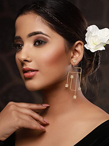 Women's Contemporary Line Plated Drop Earrings