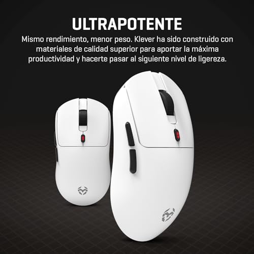 Klever, Mouse Gaming Wireless Superleggero 55 g, Sensore Ottico Pixart PMW3325 fino a 10.000 DPI, 6 Pulsanti, Polling Rate 1000Hz, Connessione Wireless 2,4GHz e USB-C, PC, Mac, PS4, PS5, Bianco. - Mouse gaming - Immagine 4