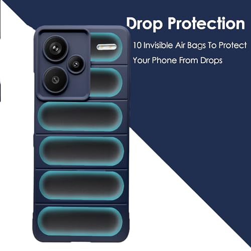 Image of A rtistque Back Cover Case for Mi Redmi Note 13 Pro Plus 5G |with Inner Fabric|Stylish AirBag Case|Liquid Stripe Silicone|Camera Protection|Anti Slip Grip|Redmi Note 13 Pro Plus 5G Back Cover - Blue