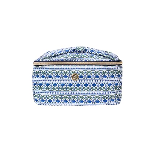 Mary Square Bolsa de maquiagem para beijos e maquiagem – Estojo grande para cosméticos e organizador de artigos de higiene pessoal com alça de laço – Bolsa de maquiagem para viagem 28 x 12 x 12 cm com