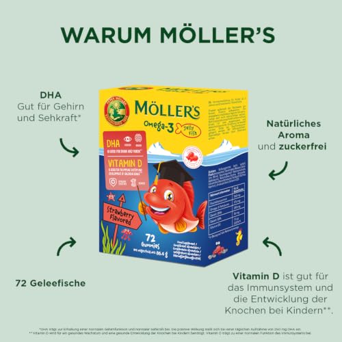 Möller's Omega 3 Kapseln für Kinder | Natürliche Omega 3 Fischtran mit Erdbeergeschmack | Mit DHA und EPA | Leicht zu kauen | Ohne Gluten… – Ansicht 3