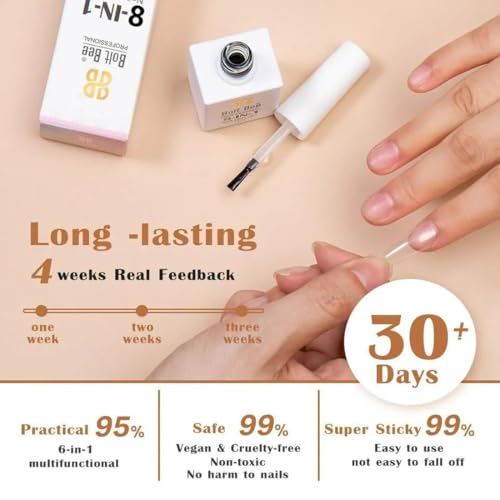 Image of Bolt Bee 8in1 Nail Glue Gel - Builder Gel for Nail Extension, Repair, Strengthening, Apex Building, Blooming & Rhinestone Fixing - Soak Off UV /LED Gel, 15ml