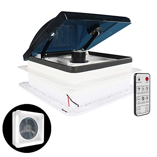 Leisure Coachworks 14 x 14 RV Roof Vent Fan 12V Adjustable Multi Speed Rain Sensor, Remote Control and LED Light with Smoked Lid Leisure Coachworks 14" x 14" RV Roof Vent Fan 12V Adjustable Multi Speed Rain Sensor, Remote Control and LED Light with Smoked Lid