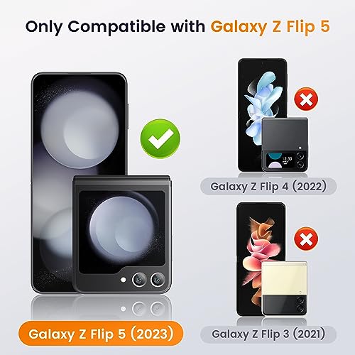 Nuleto For Galaxy Z Flip 5 Case With Hinge Protection And Built-In Screen Protector, Full Body Shockproof Protective Phone Case For Samsung Galaxy Z Flip 5, Carbon Fiber Black thumb #1