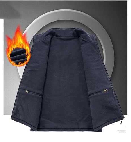 Men Casual Double Sided Fleece Vest Middle And Elderly Multi-Pocket Sleeveless Jacket3