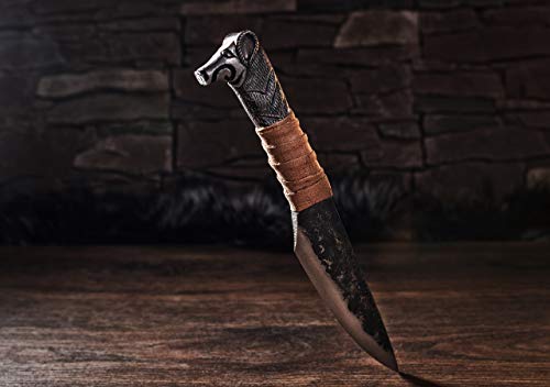 Image of Norse Tradesman Viking Knife, Boar Hilt, 5.5 in Carbon Steel Blade