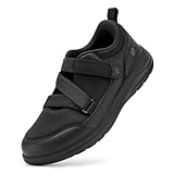 FitVille StepEZ Comfortable Walking Shoes for Women with Adjustable Strap for Swollen Feet Wide Diabetic Shoes Wide Width Orthopedic Shoes for Neuropathy Jet Black