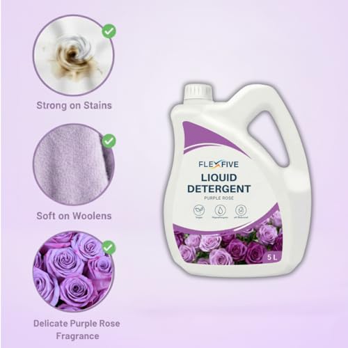 Image of Liquid Detergent Purple Rose Fragrance | Stain Remover Liquid for Clothes | Works in Top & Front Load Washing Machines (10L)