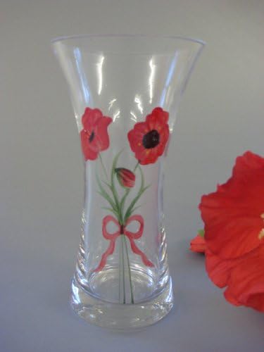 Hand Painted Posy Vase Poppy Design