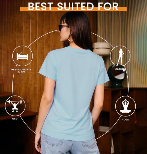 Image of Sleepynuts Women's Plain Round Neck Regular Fit Half Sleeve Cotton T Shirt