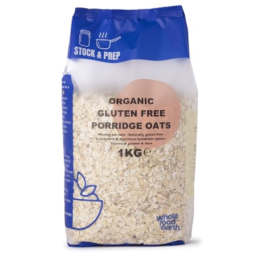 Wholefood Earth Organic Gluten Free Porridge Oats 1kg - Certified GF Oats | Rich in Beta-Glucan | Heart Healthy | Vegan | No Additives | Stock & Prep