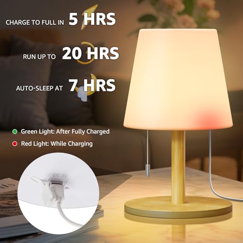 Image of uuffoo Shower Lamp Rechargeable Cordless Light Waterproof for Bathroom Spa | Portable Battery Operated Table Lamp RGB Mood Lighting LED Night Light for Patio kitchen Camping (Bamboo)