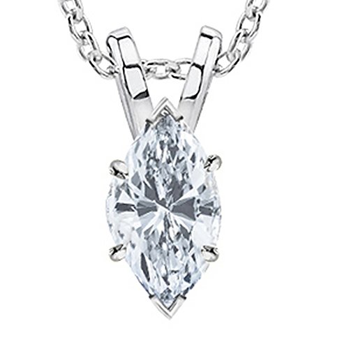 IGI Certified LAB-GROWN Marquise Cut Diamond Pendant Necklace 4 Prong Ultra Premium Collection (D-E Color, VS1-VS2 Clarity) + 20