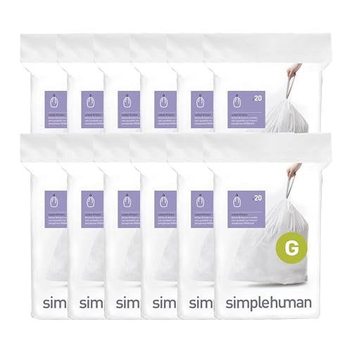 Image of simplehuman Code G 240 Count, Genuine Custom Fit Liners, Drawstring Trash Bags in Dispenser Packs, 30 Liter /8 Gallon