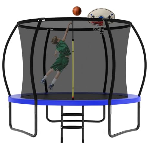 JUSTJUMP Tranpoline 8FT Tranpoline Outdoor with Basketball Hoop, Ladder, Rebounder ...