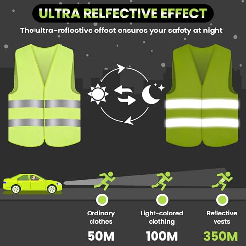 Starvortex Warnwesten Auto 5er, Klettstreifen Leuchtweste Warnweste Erwachsene, Strapazierfähig Sicherheitsweste Auto Damen Herren Kinder, Leicht warnweste Gelb, Atmungsaktiv Große Fahrrad Zubehör