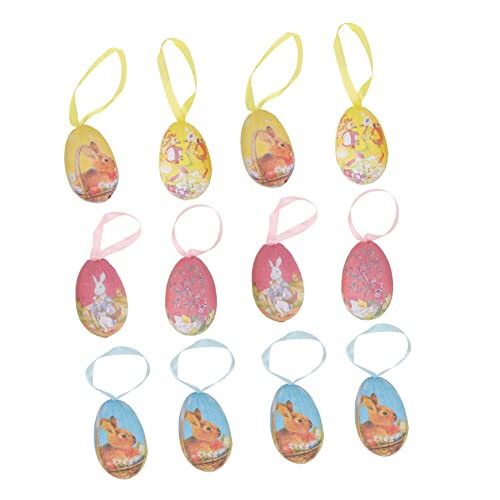 Genérico 12 Piezas de Pascua Ideas de decoración de Pascua de Juguete Soporte para cocidos Easter Eggs decoración Huevo de Colgante de Huevo Espuma