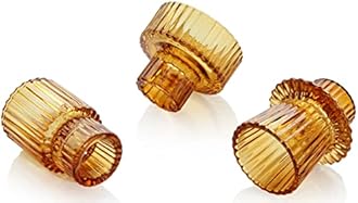 Vixdonos Taper Glass Candlestick Holders Tealight Candle Holders for Table Centerpieces, Wedding Decor and Dinner Party (6 Pcs, Amber)