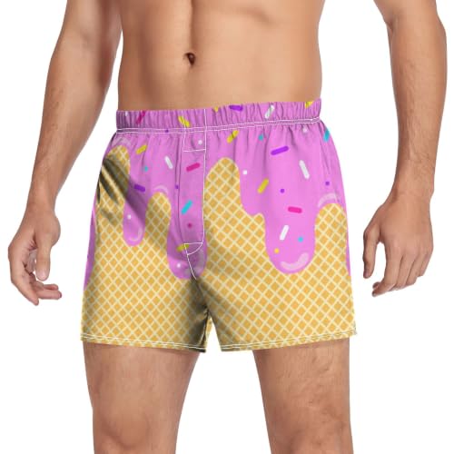 Image of Men's Boxer Shorts Cotton Loose Underwear with Button Fly