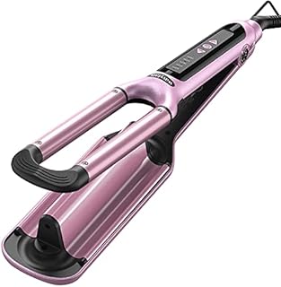 Wavytalk Beach Waves Curling Iron 3 Barrel Deep Hair Waver Hair Crimper Ceramic Curling Wand Beachy Waving Wand Hair Iron Adjustable Heat 300℉ - 420 ℉ Dual Voltage Pink