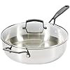 Babish 5-Qt Stainless Steel Saute Pan with Lid Heavy Duty Nonstick-Ready, Oven & Induction Safe, Everyday Kitchen Cookware