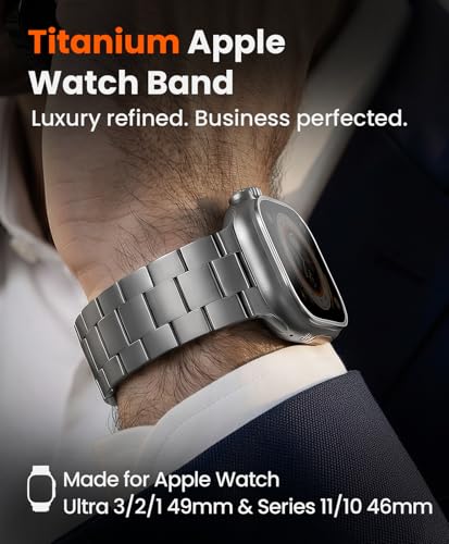 Image of Titanium Watch Band for Apple Watch Ultra 3 /2 /1 49mm & Series 11 /10 46mm, Grade 5 Titanium Apple Watch Band with Anti-Scratch DLC Coating, 22mm Premium Business Metal Strap for Men - CRNS03