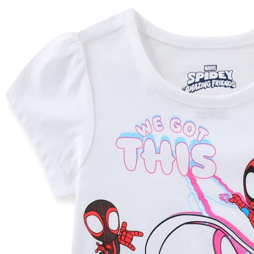 Image of Marvel Spider-Gwen Ghost Spider Spidey Miles Morales Girls Short Sleeve T-Shirt and Shorts Set for Toddler to Big Kids