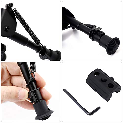 Pinty Rifle Tactical Bipod Adjustable Spring Return Adapter Compatible with Picatinny Rail System Adjustable 6-9 Inch Height (Hardened Steel and Aluminum)