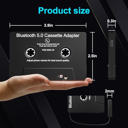 Mersoco Auto-Audio-Bluetooth-Kassette zu AUX-Empfänger, Autoradio-Kassettenadapter, KFZ-Kassettenadapter mit Smartphones, Tablets, MP3-Player