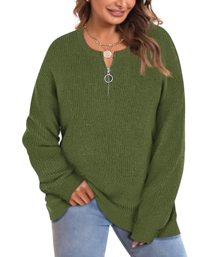 Image of CARCOS Plus Size Sweaters for Curvy Women Long Sleeve Cable V Neck Sweater Knit Pullover Preppy Style Fall Winter XL-5XL